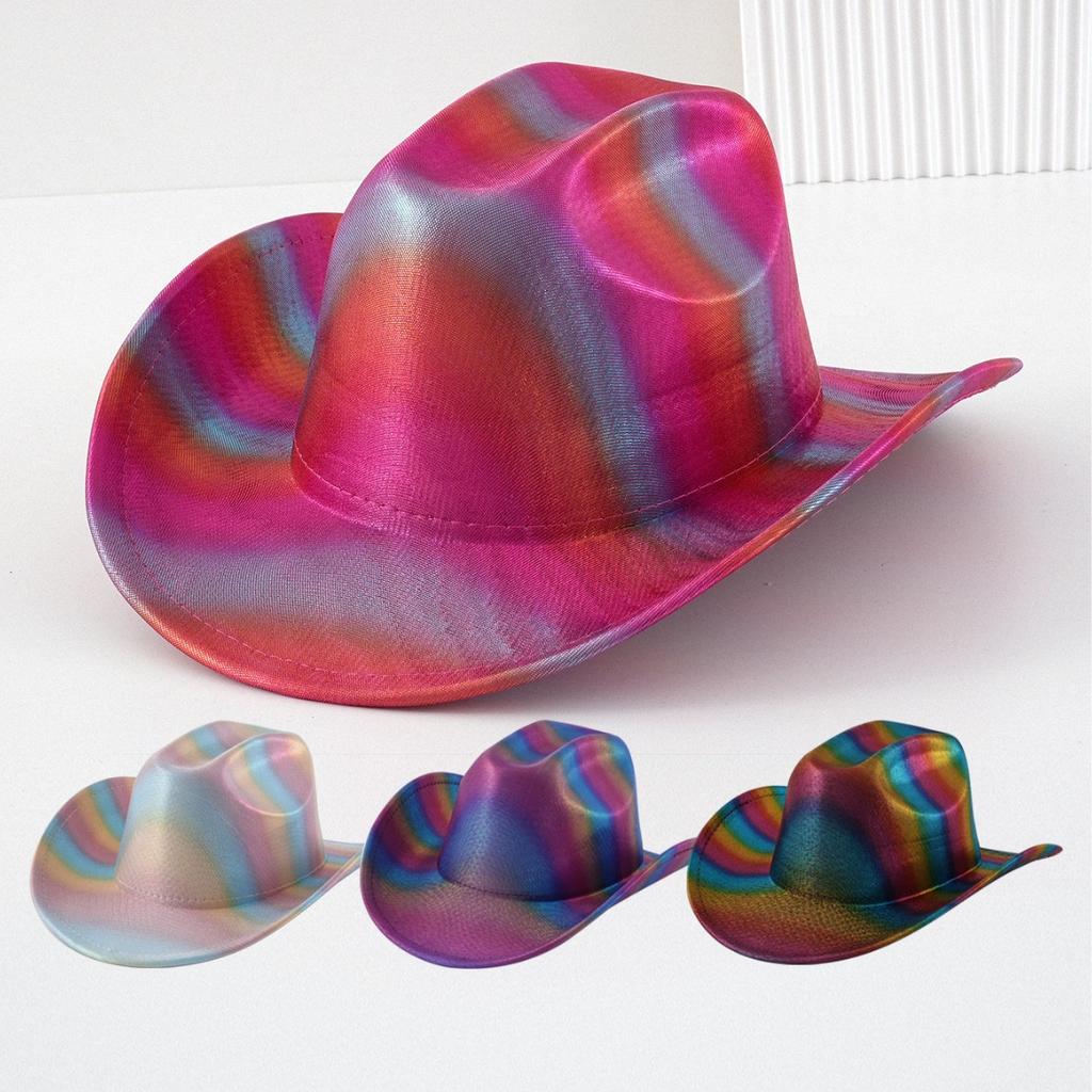 Popular Women Men's Gradual Change Top Hat Cowboy Hat Color Matching Party Travel Party Daily Sequins