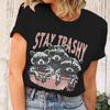 New Design Stay Trashy Raccoon T-shirts Trash Panda Retro Boho Short Sleeve Tops Tees Women Men Clothing Funny Raccoon T-shirt