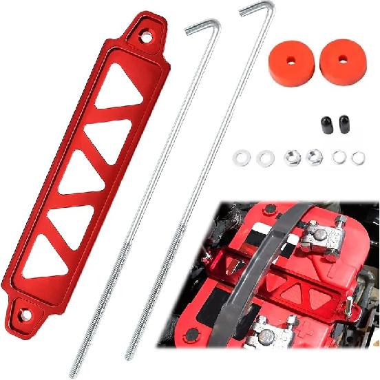 Aluminum Alloy Battery Tie Down Bracket, Hold Down Bracket Holder,Car Accessories. красный