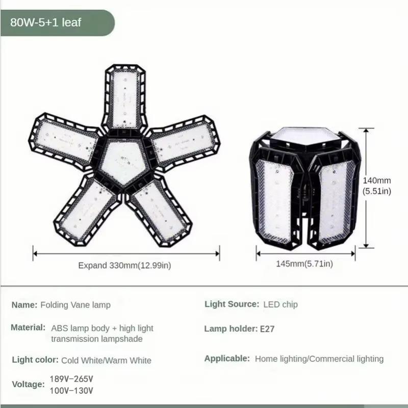 15000LM 150W Katlanabilir LED Ampuller E27 Garaj Lambası Ayarlanabilir Çoklu Panel Market Mağaza Tavan Lambası Atölye Depo Aydınlatma