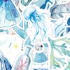 50Pcs Blue Ocean Graffiti Stickers Waterproof Strong Adhesive Clear Print Luggage Water Bottles Laptops Stickers DIY Decoration