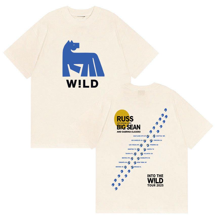 Russ Into The Wild Tour 2025 T-Shirt Herren Damen Vintage Hohe Qualität Mode T-Shirts Lässig Übergroß Baumwoll-T-shirt Streetwear