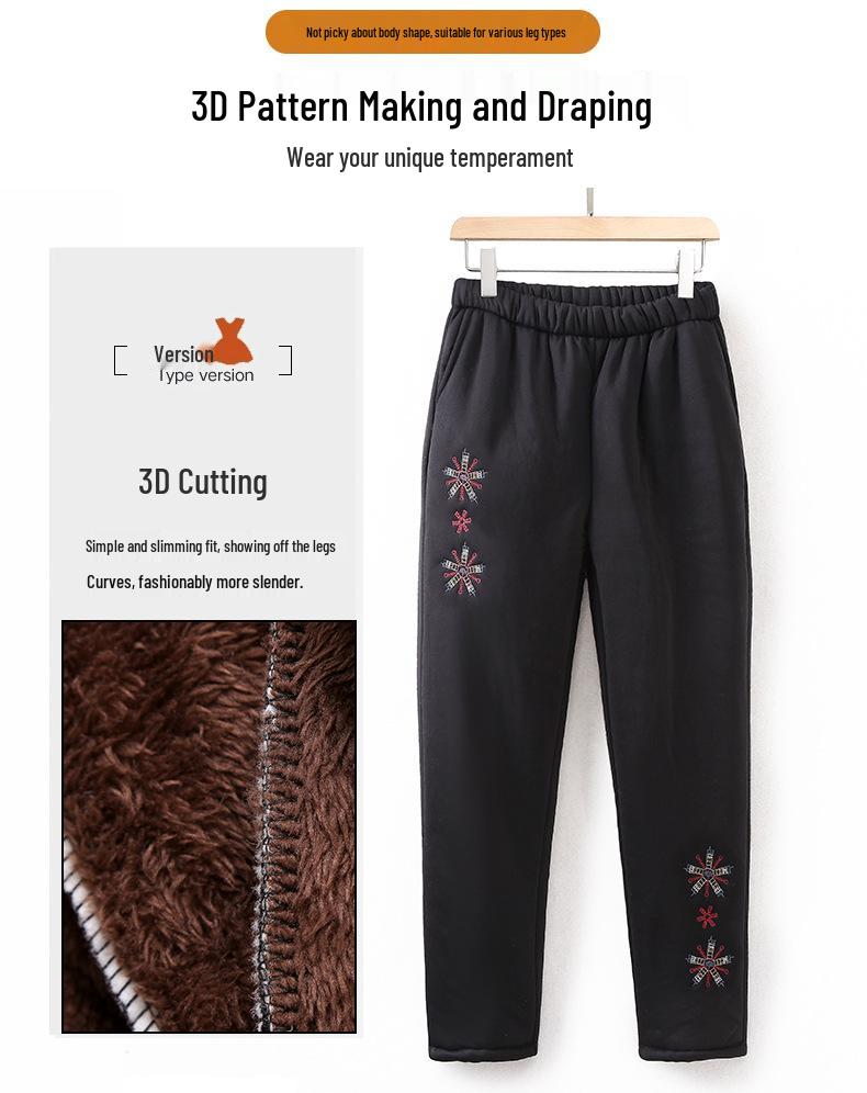 Women's Winter Lamb's Wool Pants: Warm, Loose-Fit, Plus Velvet for Middle-aged & Elderly