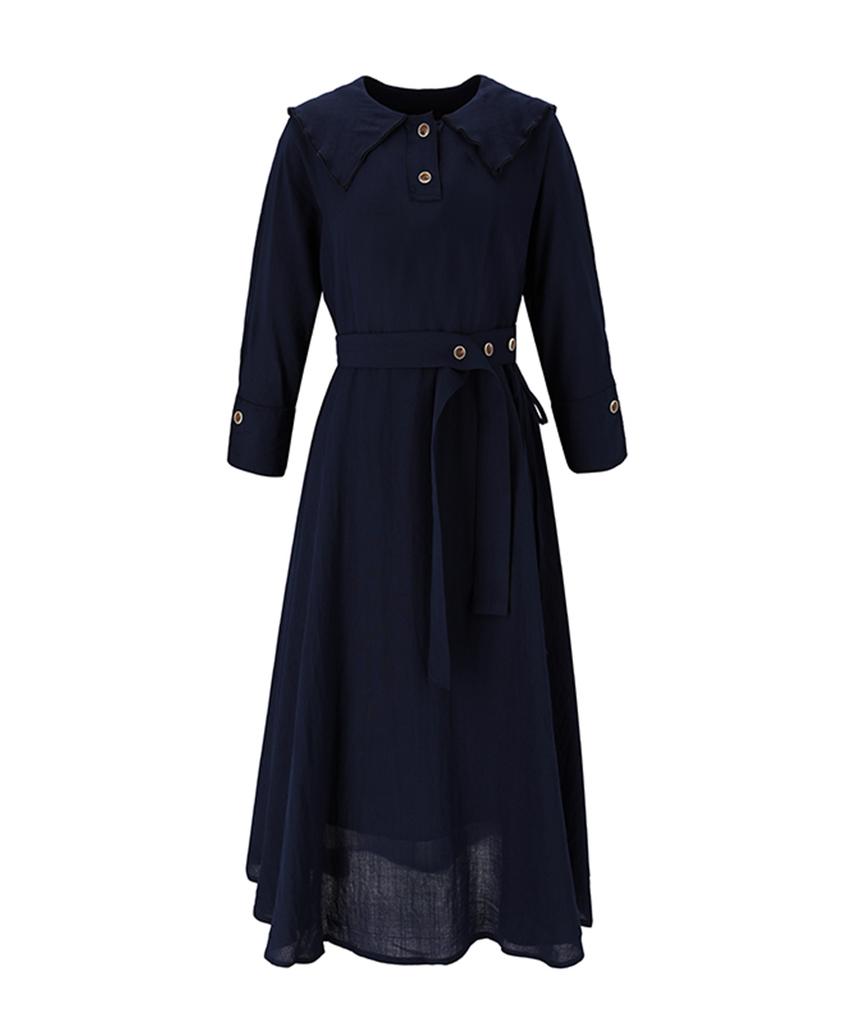 SOUP Big Collar Belted Long Dress (Oy4Opca)