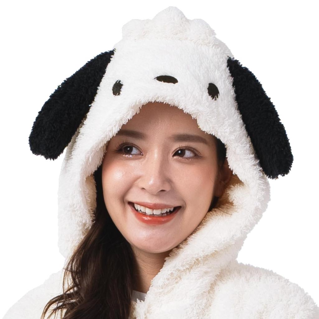 Pochacco Gown Poodle Boa Hooded Tail Embroidered Room Wear Pajamas Pochacco Sanrio Size [SAZAC] Dress-up Women's M-L
