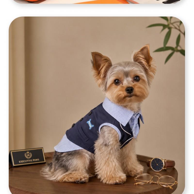 Pet Dog Formal Suit Set With Tie Vest Shirt Top Casual Cotton Outfit Small To Large Breeds