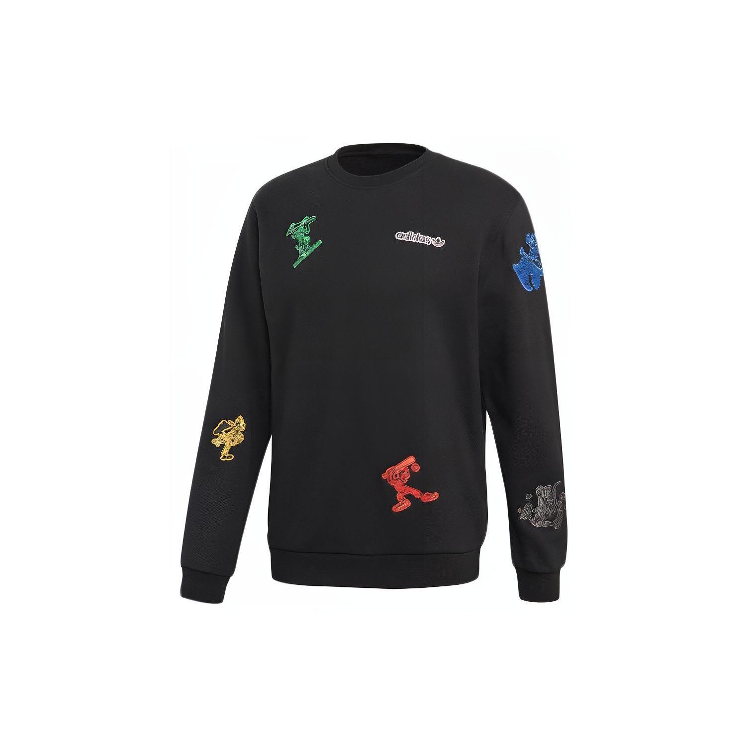 Adidas Originals X Disney Goofy Sweatshirts Unisex Black Crew Neck Moderate GJ0848- J/S