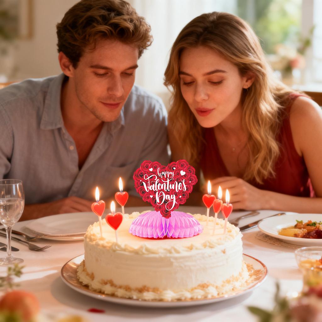 9pc Valentine's Day Honeycomb Center Decoration Set , Table Decorations Suitable For Lovers, Wedding Parties