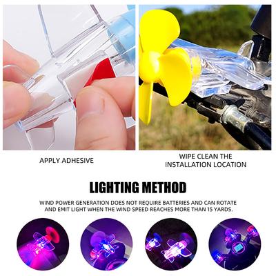 New Wind Power Generation LED Light Safe Riding Warning Effect Car Decorations Ornament with Traceless Adhesive Small Airplane