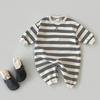 Korean Baby Cotton Striped Sweater Jumpsuit - Spring/Autumn Unisex Long Romper