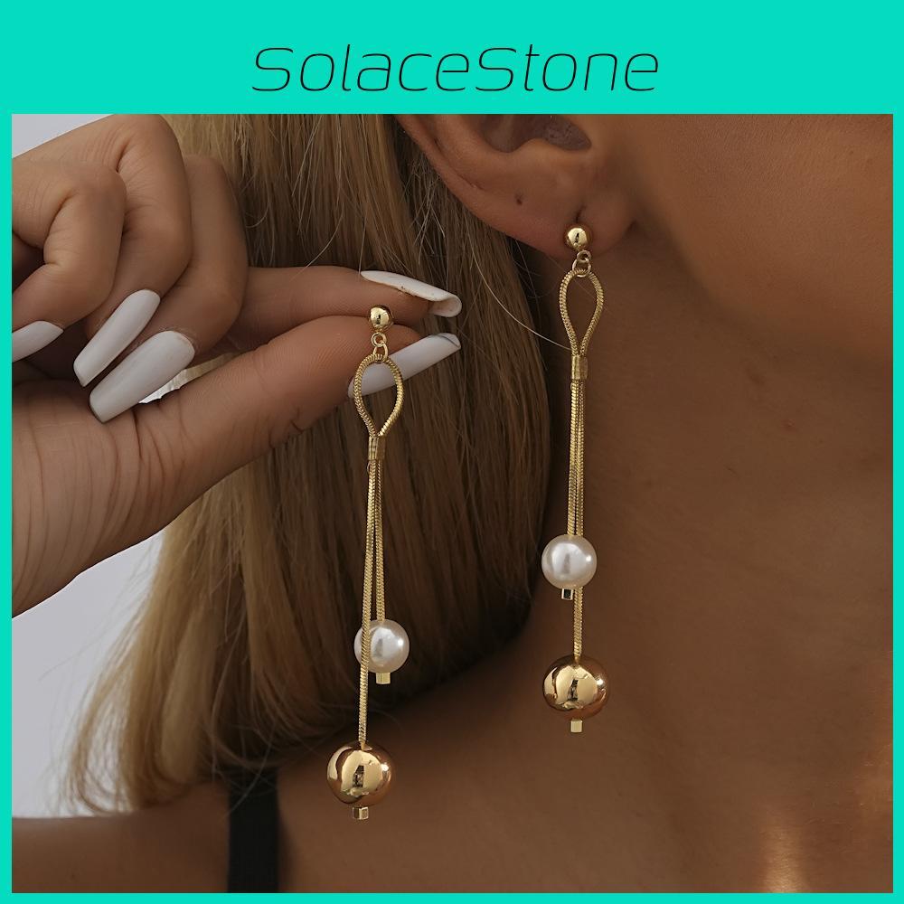 New 2023 Trend Asymmetrical Pearl Earrings Gold Plated Design