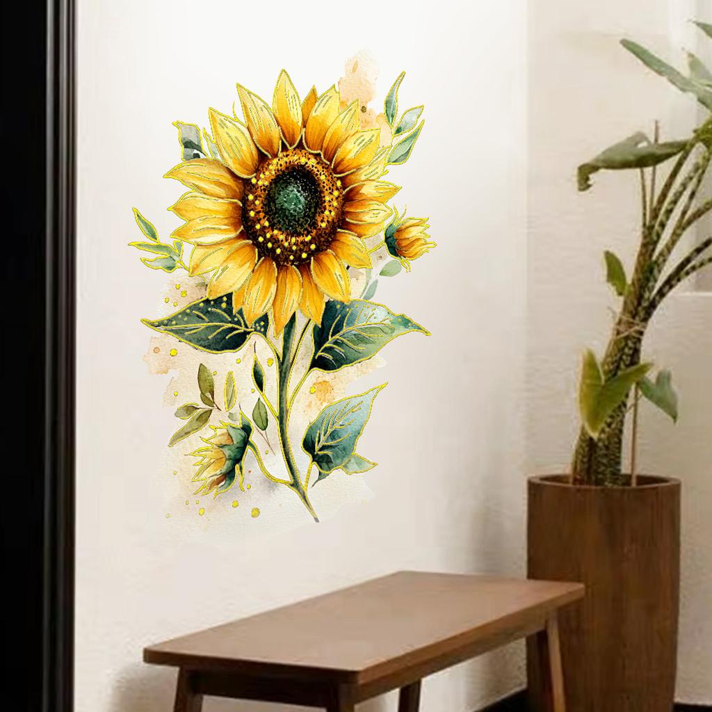 Tj11001 Creative A Large Bunch Of Sunflower Wall Stickers Beautify Decoration Living Room Bedroom Background Self-Adhesive Wall Stickers