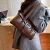 Female Buckle Underarm Bags Autumn Winter Large Capacity Casual Shoulder Bag Women's Solid Color Commuting PU Handbags
