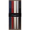 Sunlife Chopsticks for Guests, Border Design, Natural Wood, Made In Japan, Dishwasher Safe, 22.5cm, Set of 5