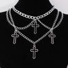 Necklace European and American, Hot-selling Cross Necklace Multi-element Trend Gothic Cross Pendant Collarbone Chain