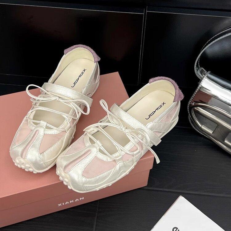 Inner Height Increase 5cm Mary Jane Women's Shoes 2025 Summer New Casual Sports Shoes Round Head Shallow Mouth Ballet Shoes Tide