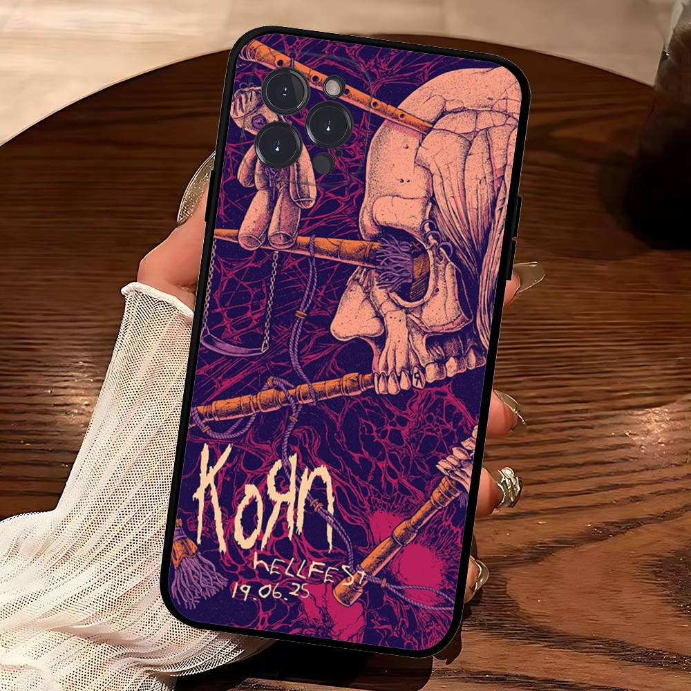 

Nu Metal Korn Band Phone Case For IPhone 17 Air 16 15 14 Plus 13 12 Mini 11 Pro Max Black Cover iPhone 16