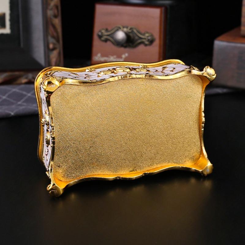 European Jewelry Storage Box With Metal Rose And Mirror Creative Ring Necklace Earring Case Perfect Wedding Gift For Brides