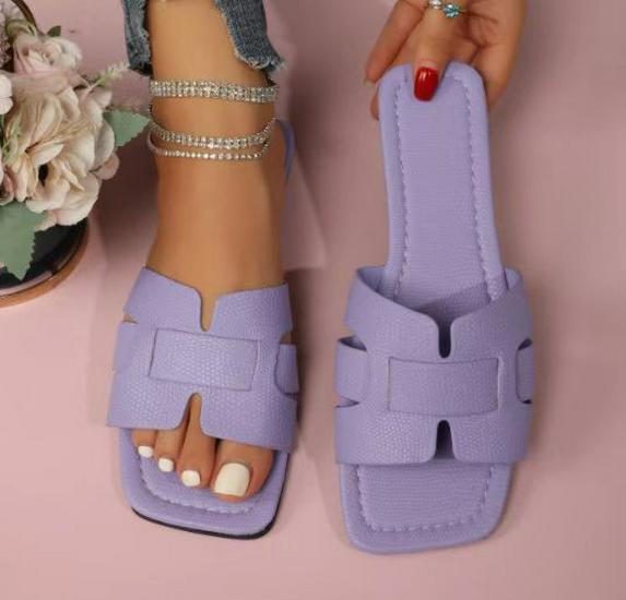 

Новые женские повседневные шлепанцы с квадратным носком на плоской подошве - Кожаный верх, Большой размер, Юго-восточный стиль 37