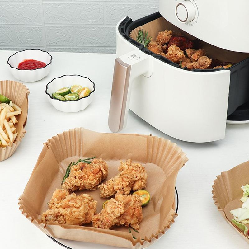 50 pezzi Carta per Friggitrice ad Aria da Cucina Carta da Forno Assorbente Olio Accessori per Friggitrice ad Aria Monouso
