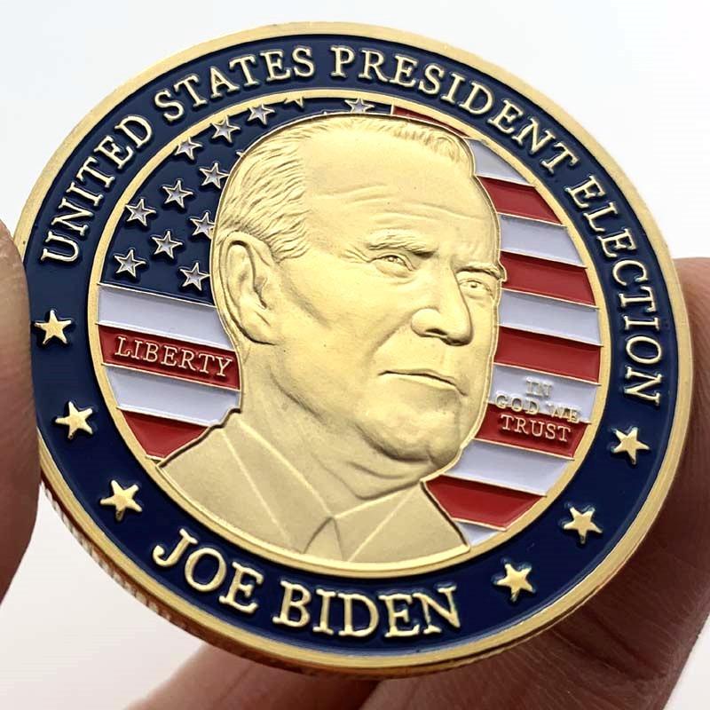 Zlatá mince, 2020 Biden Pozlacená pamětní mince, Sběratelská mince, Zlatá mince s postavou, Pamětní odznak mince