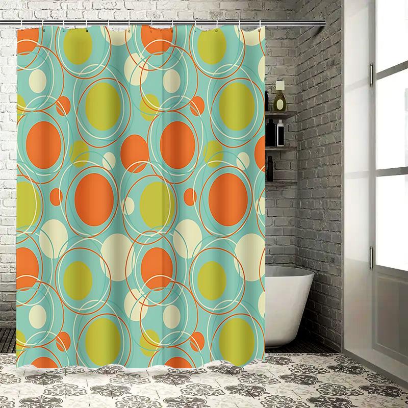 

Colorful Retro Circle Pattern Waterproof Shower Curtain With Hooks For Bathroom Decor Home Accessory Easy To Clean And Maintain W60H190(CM)-1 Pcs