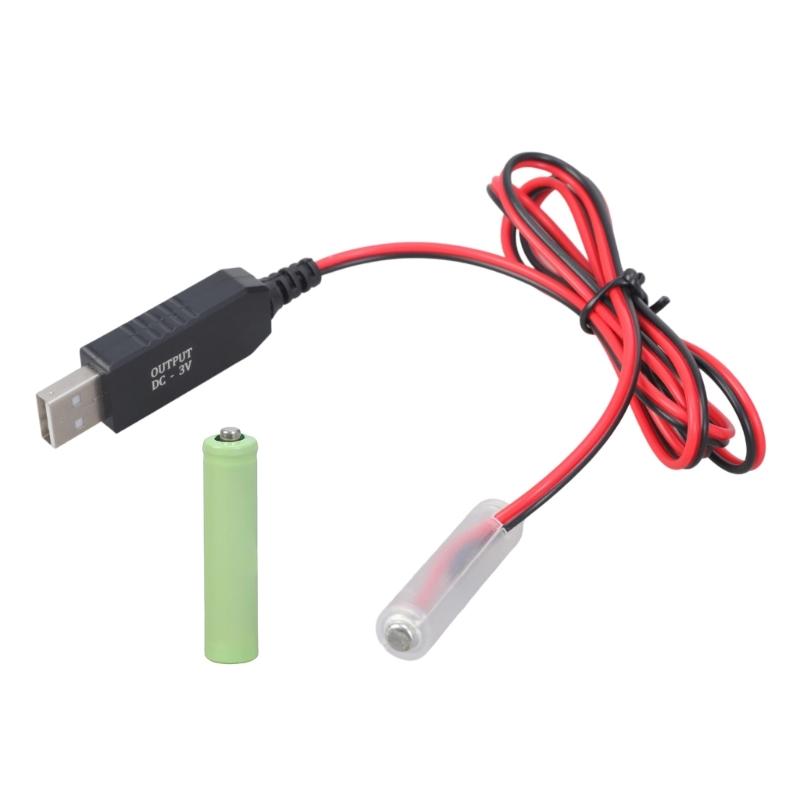USB 5V To 3V (2x1.5V) 3A Dummy Battery Eliminators Cable for Remote Control Radio LED Light