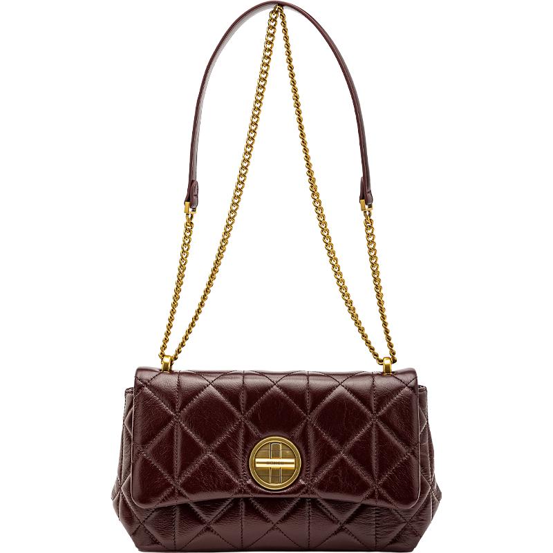 

HONGU Women s Leather Rhombus Chain Shoulder Bag