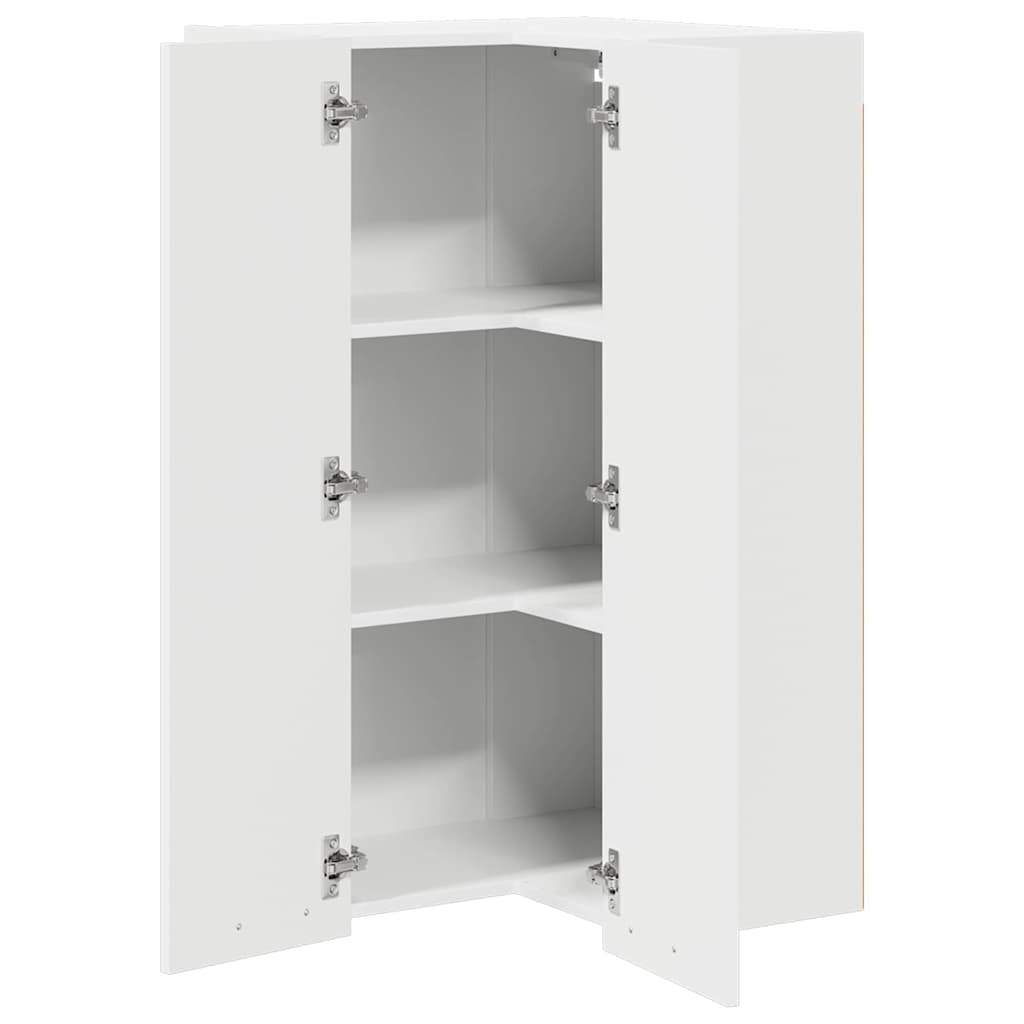 Hanging Corner Cabinet with Storage White 57 X 57 X 100 Cm Engineered Wood