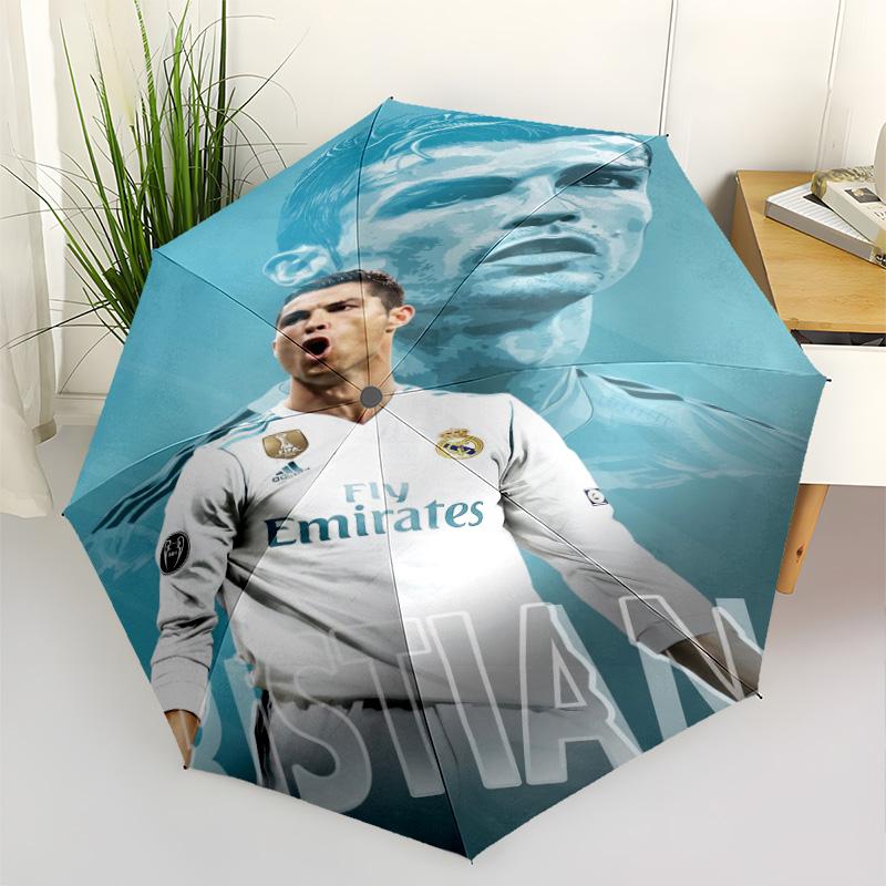 Cristiano Ronaldo Celebration Automatic Umbrella Compact 8-Rib Design Foldable Design All-Season Travel Fashionable Gift for Festivals