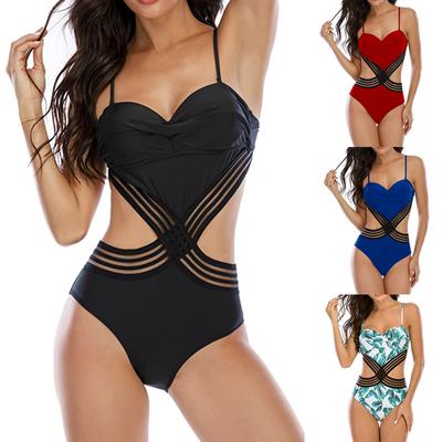 Women's One Piece Swimsuit with Cutout Design Strappy Waistband Adjustable Shoulder Straps and Supportive Bust Structure for Beachwear