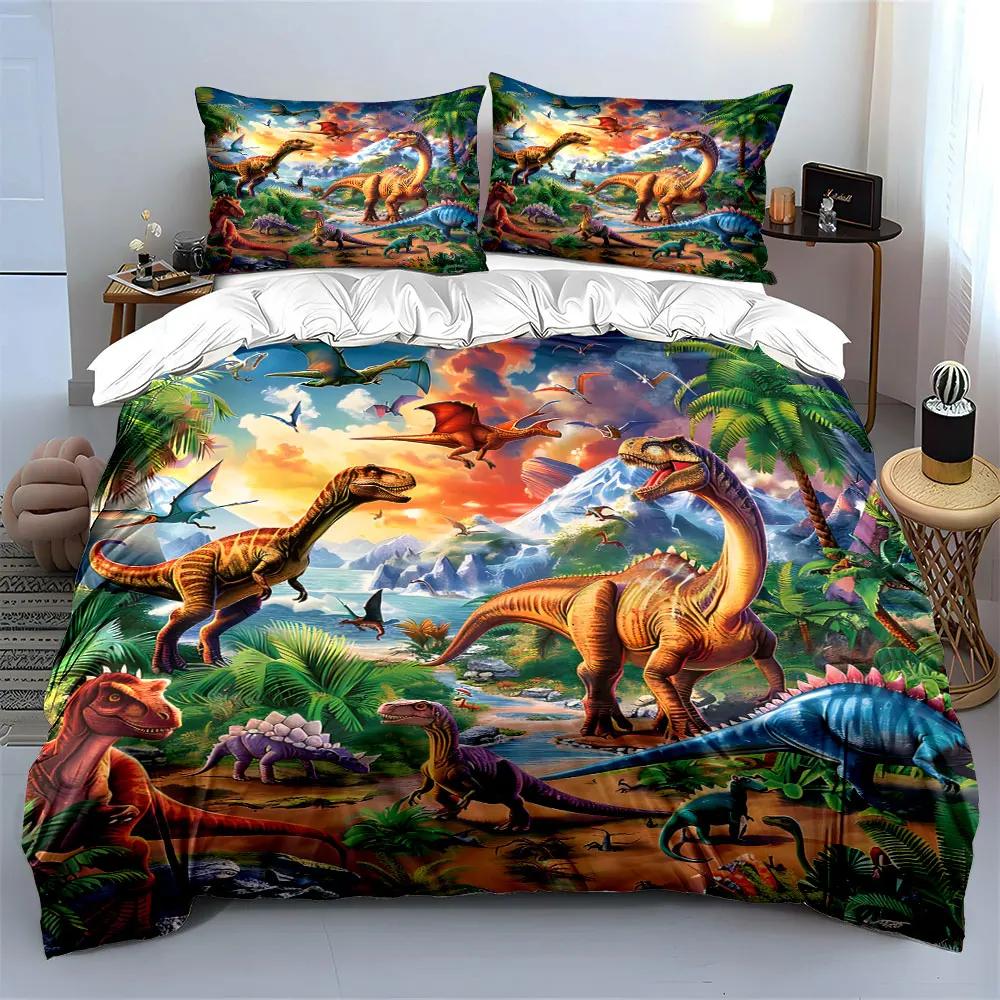 Dinosaur Adventure Decor Set Multiple sizes kid's and adults' bedroom Exquisite 3PC bedding set gift