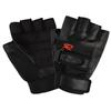 White Fang Men's Leather Fingerless Gloves with Mesh and Velcro Closure, Breathable, Black (NT144)