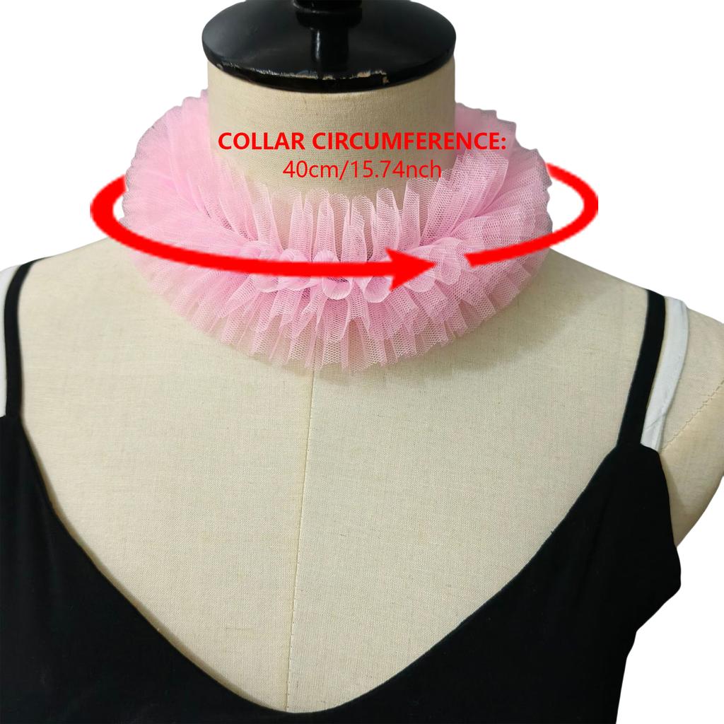 Women's Colorful Mesh Ruffle Detachable Collar Wrist Cuffs Fashionable Neck Accessory for Daily Wear and Parties Event