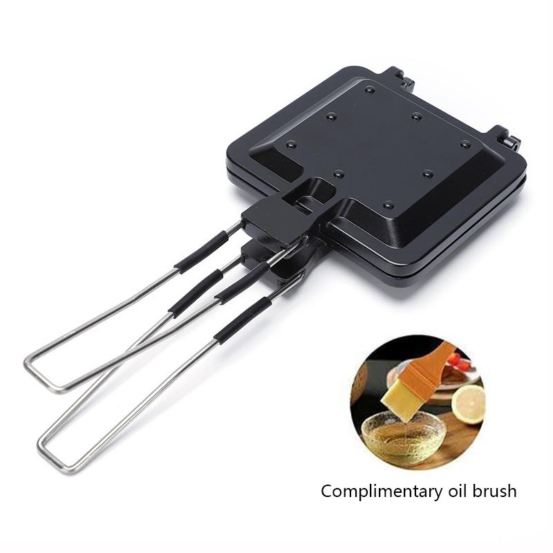 

Сэндвичница из алюминиевого сплава с антипригарным покрытием для завтрака Машина для выпечки вафель и блинов Барбекю Духовка Форма для гриля Сковорода Посуда чёрный