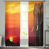 African Animal Elephant Sunrise Tulle Sheer Window Curtains For Living Room The Bedroom Modern Voile Organza Curtains Drapes