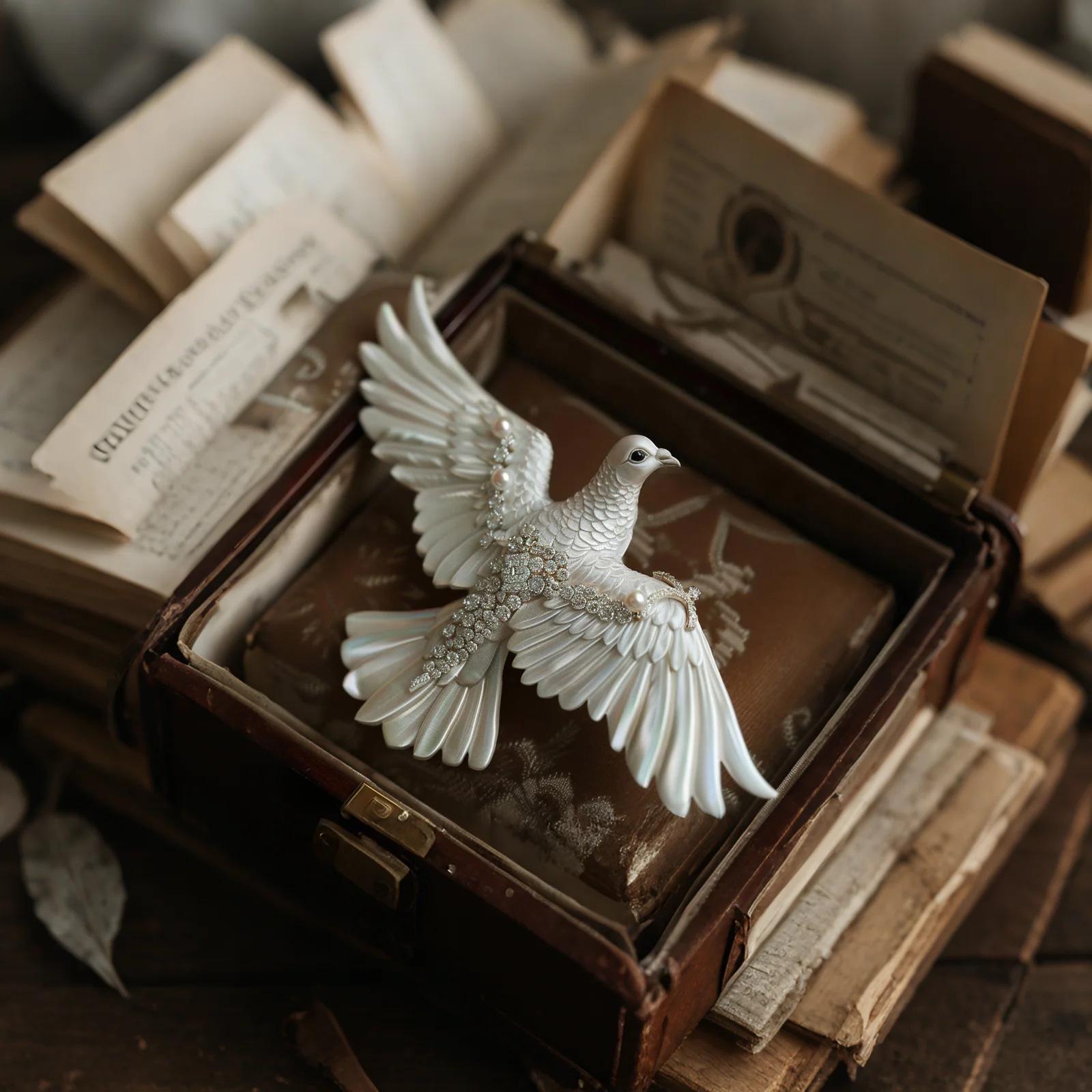Bo Xin Yun Natural Freshwater Pearl White Dove Brooch - Exquisite World Peace Gift