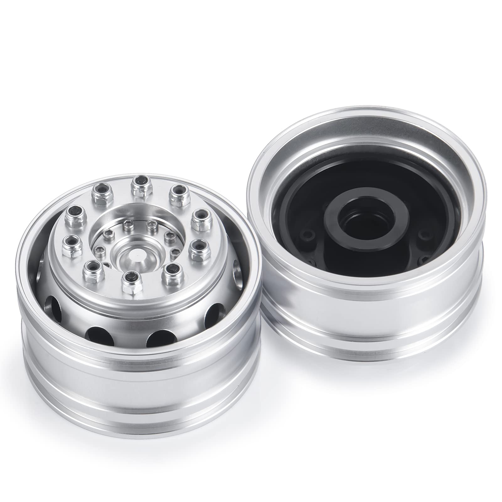 

TRZX Aluminum Front Wheel Hub Rim Upgrade Parts for 1/14 Tamiya Trailer Tractor Truck RC Car (2 Pieces)