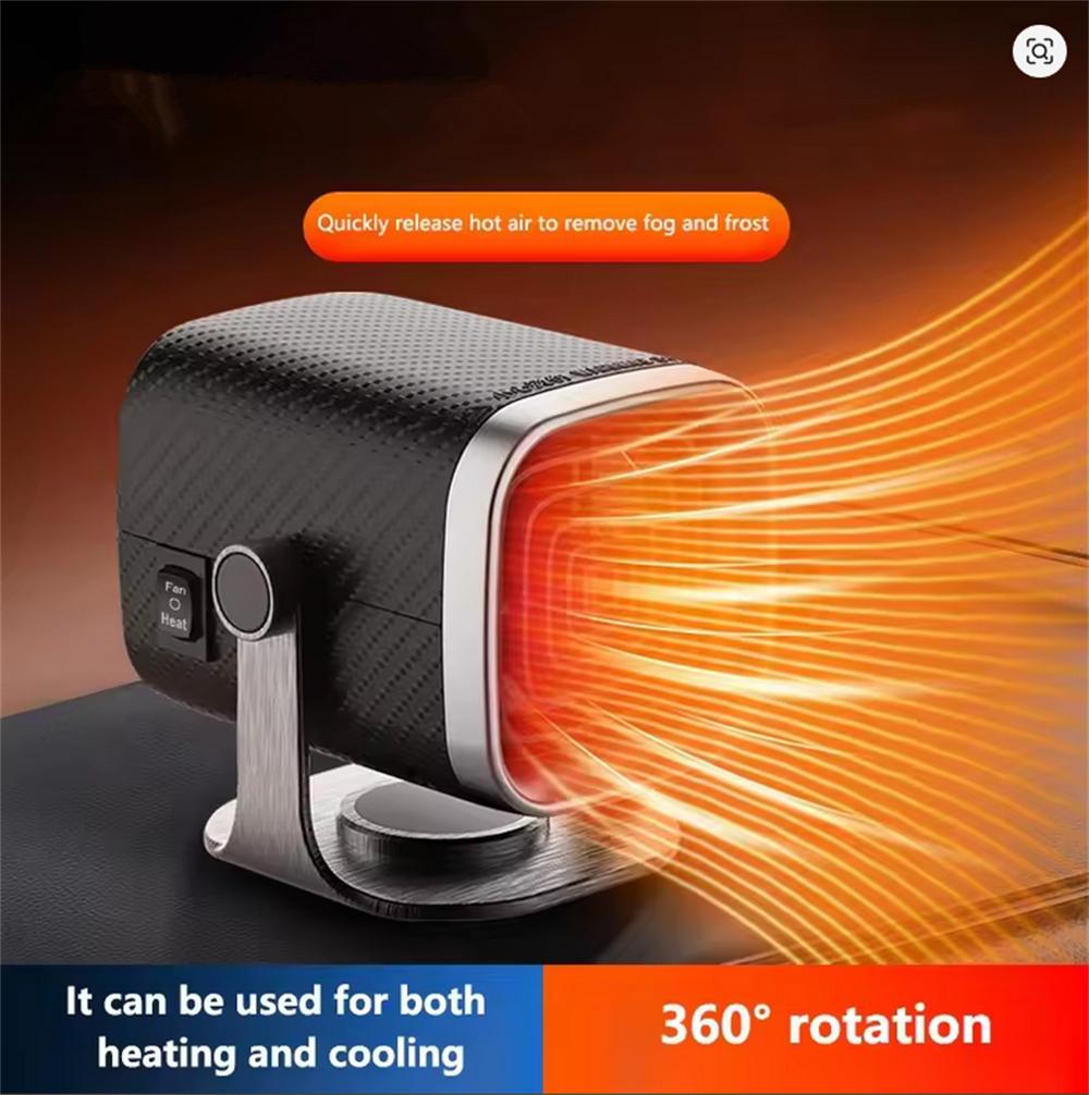 24V Car Truck Heater 150W Portable Electric Heating Fan Defroster Demister Black