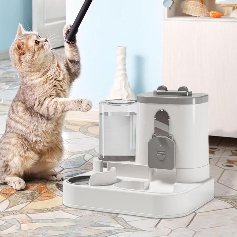 Cat Feeder and Water Dispenser Automatic Waterer Travel Supply Gravity Feeder for Cats Small Medium Dogs Rabbits Kitty Puppy