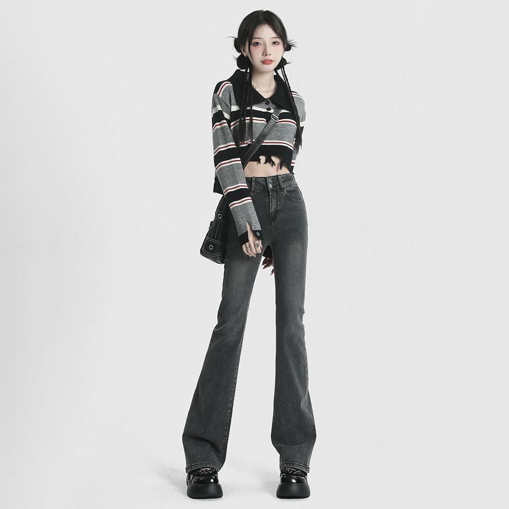 High Waist Flare Jeans For Woman Retro Elastic Sexy Denim Sweatpants Streetwear Fashion Harajuku Jeans Trousers
