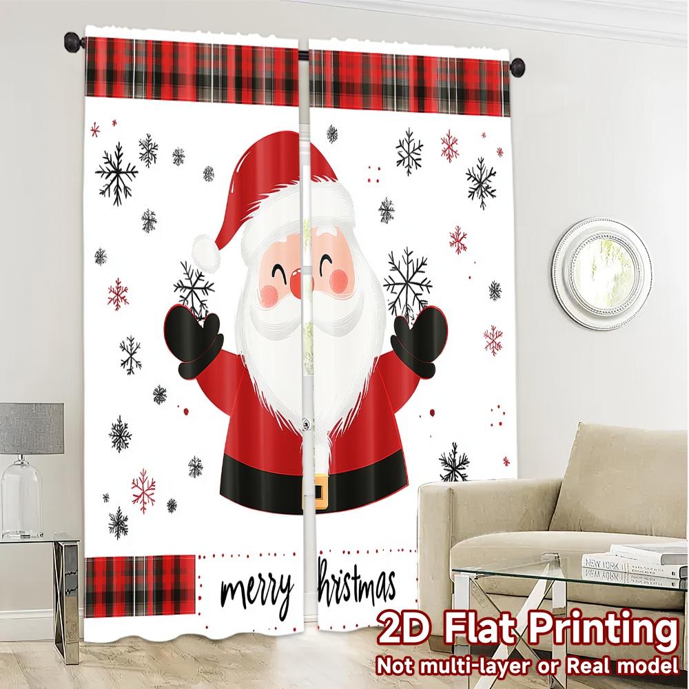 2pcs,Curtains Cute Santa Claus Christmas Chic Curtains&Drapes Versatile Durable Polyester Curtains All Seasons for Living Room,