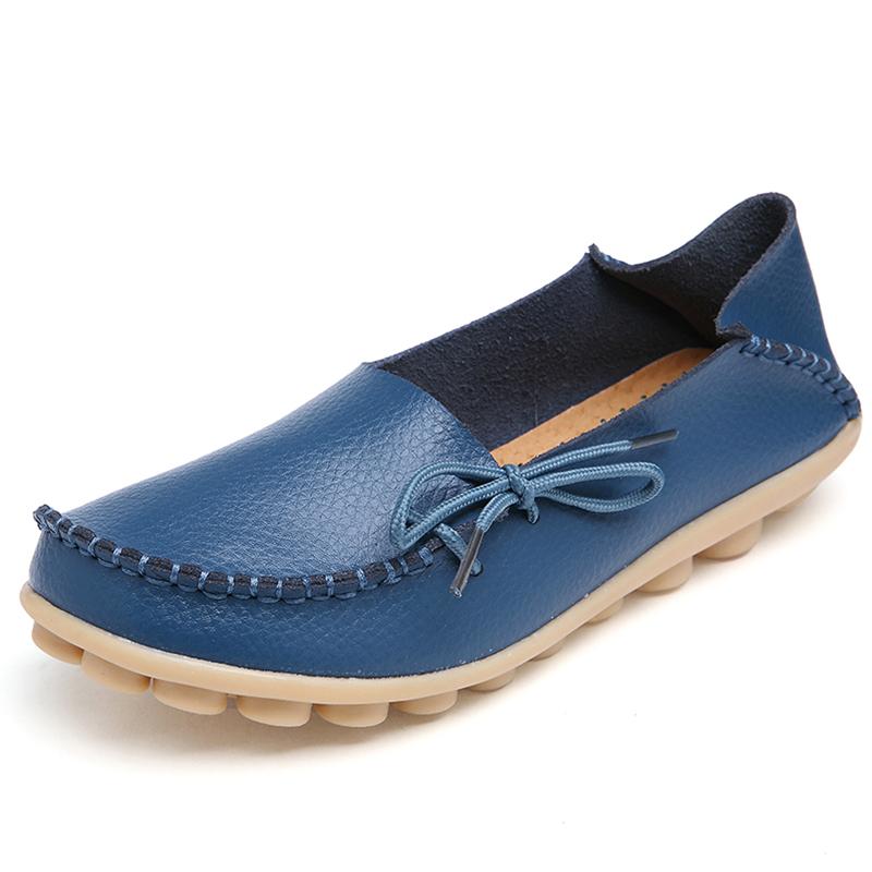 Women Flats Genuine Leather Fashion Walking Women Shoe Moccasins Ballet Flats Oxford Nurse Shoes Black Plus Size Ladies Shoes