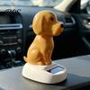 Shiny Smooth Solar Figure Dog Car Dashboard Toy, Yellow Puppy Nodding Figure, Auto Swing Powered Figurine Toy for Office Desk, Cute Animal Decor Kids