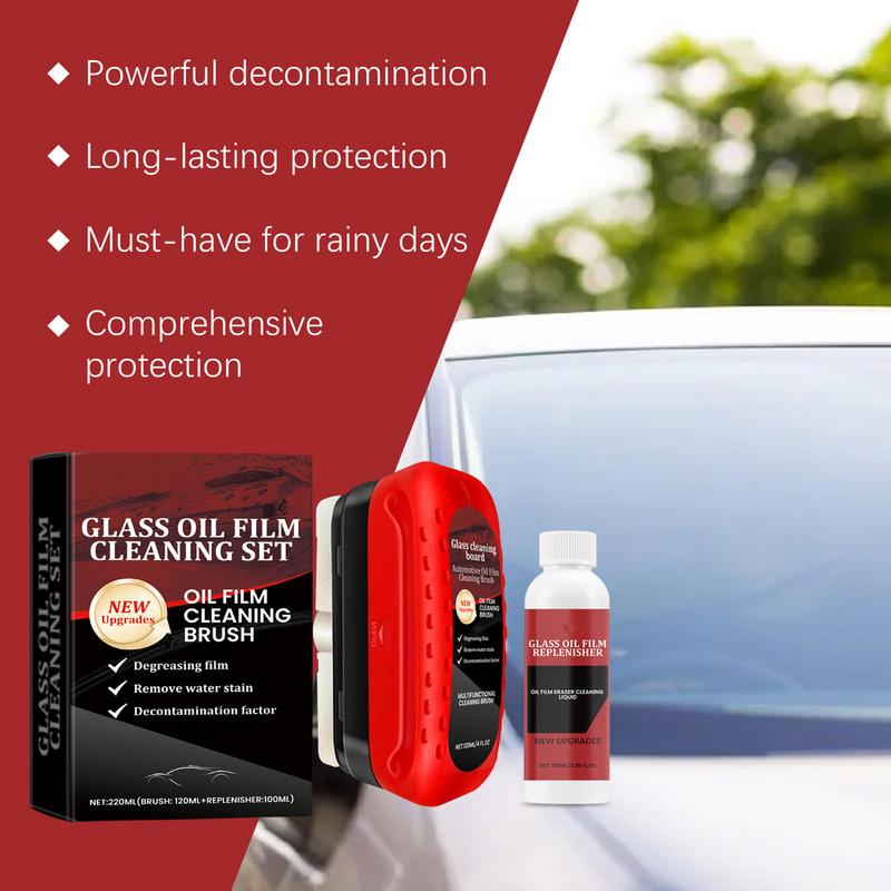 Automotive Oil Cleaning Brush Glass Cleaning Board With Liquid Glass Polishing Degreaser Anti-Rain Fog Cleaning Glass Brush