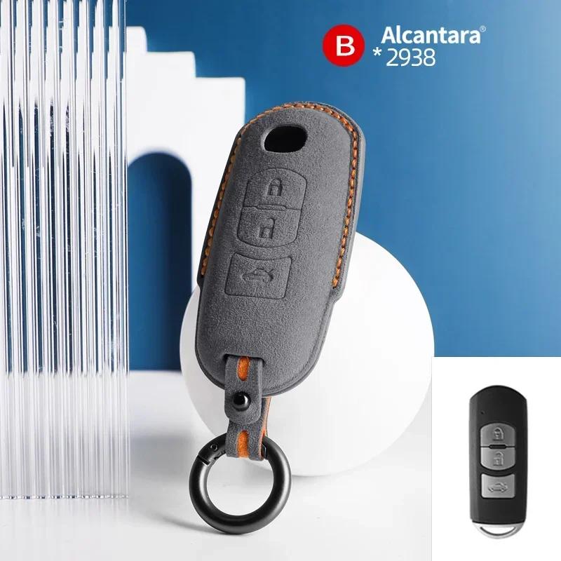 Interior Mouldings Alcantara Suede Car Key Case Cover For Mazda CX50 CX60 CX90 2 3 5 6 CX3 CX5 CX7 CX9 CX8 Keychain Remote Prote