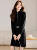 Korean Style Red Knit Zipper Dress for Women - Autumn/Winter 2025