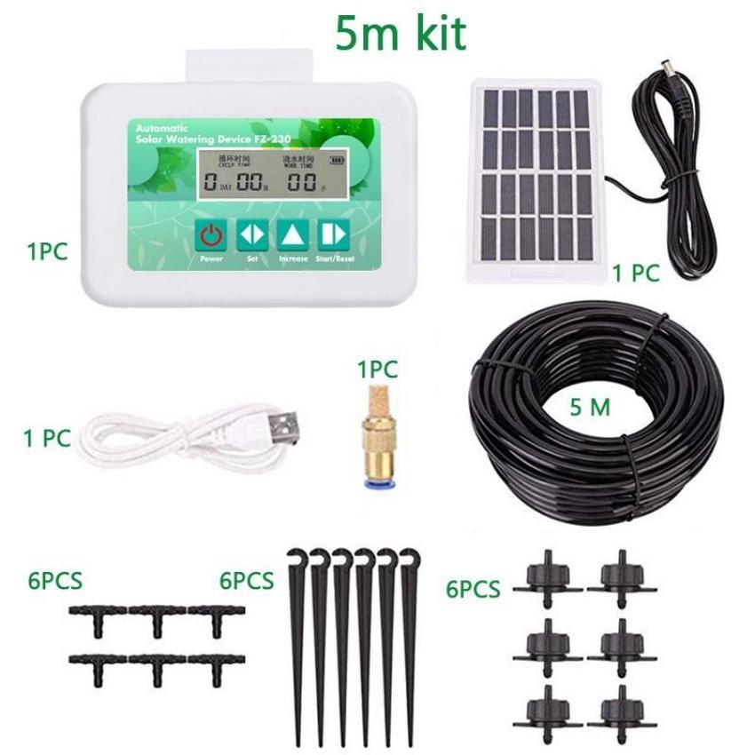 Automatisches Bewässerungsgerät mit Solarenergie, intelligenter Bewässerungstimer, Wasserpumpe, Bewässerungssystem, Gartenbewässerungssystem-Set, Tropfberieselung im Topf