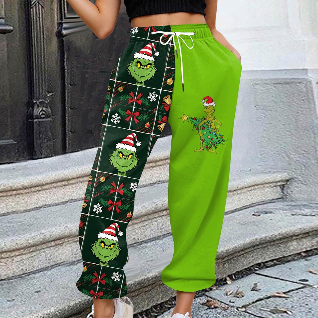 Women's Casual Fashion Christmas Printed Casual Sweatpants Elastic Waist Drawstring Pants