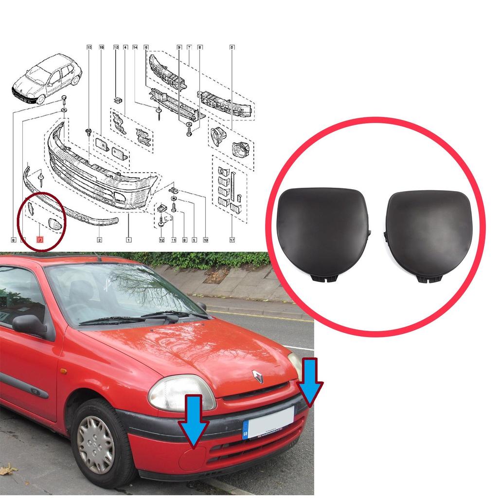 BSP1244 Front Bumper Fog Light Frame Cover Left Right for Renault Clio MK2 Phase 1 1998-2002 7701205718